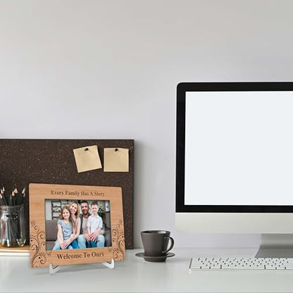 YSTEP Every Family Has a Story Welcome To Ours Picture Frame, Family Photo Frame, Fathers Day, Mothers Day Gifts, Wood 4x6 Picture Frame for Desk Display-B16 - style: Style 3