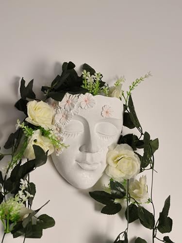 Face Shape Wall Planter Elegant White Resin Wall-Mounted Head Pot with Drainage Hole Unique Small Vase Holder for Succulents, Hanging Plants & Home Decor Beautiful Gift for Plant Lovers - color: White