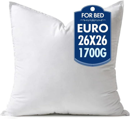 MIULEE 26x26 Inch Synthetic Down Alternative Euro Pillow Insert | Euro Decorative Throw Pillow 26 x 26 Inch Body Bed Sleeping Ultra Soft Fluffy Form for Sofa Couch Bed - size: 26x26Inch (pack of 1)