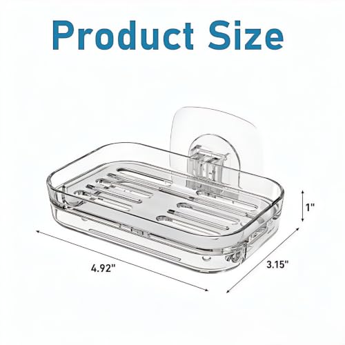Soap Dish for Shower Clear Soap Holder Pull-Out Water Tray No Drilling Required Strong Fixation for Rv Bathroom and Kitchen Easy（1 Pack） - color: Clear