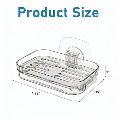 Soap Dish for Shower Clear Soap Holder Pull-Out Water Tray No Drilling Required Strong Fixation for Rv Bathroom and Kitchen Easy（1 Pack） - color: Clear