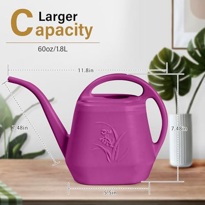 ZXJ Plant Watering Can - for Indoor and Outdoor Home Garden Plants - with Long Spout - Rose Red - 1/2 Gallon - color: Rose Red