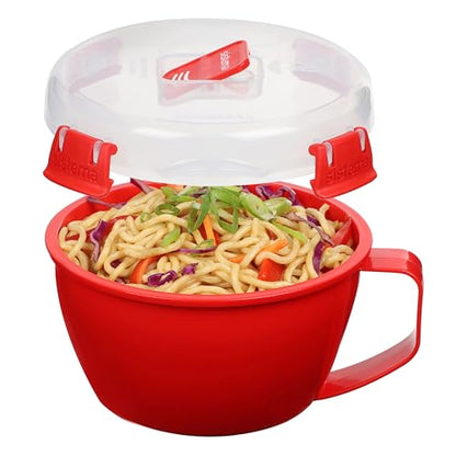Sistema Microwaveable 940mL Noodle Bowl, Round Microwave Container with Lid & Steam-Release Vent, Cooks Pasta, Soup, Stew & More, Dishwasher-& Freezer-Safe, BPA-Free (Pack of 4) - size: 1 Count (Pack of 4)