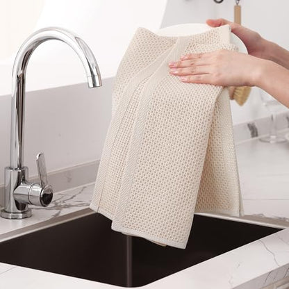 Homaxy 100% Cotton Oversized Waffle Weave Kitchen Towels 4-Pack, Beige | 20 x 28 Inches, Ultra Soft Absorbent Dish Towels, Quick Drying Large Cleaning Towels - color: Beige, size: 20 X 28 - 4 Pack