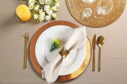 Ramanta Home Cloth Napkins Set of 12 20x20 Inches, Beige | Polyester Napkins with Hemmed Edges, Washable Reusable Dinner Napkins Ideal for Parties, Weddings, Hotels and Banquets - color: Beige, size: 20" x 20" (Set of 12)