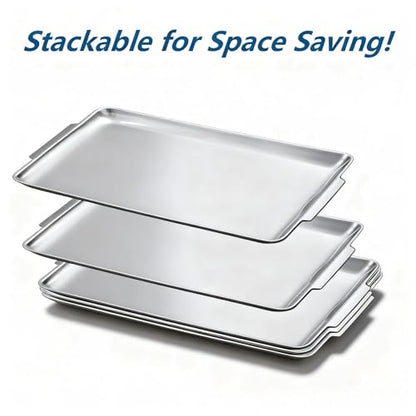 16.3" x 11" Large Serving Platters, Stainless Steel Heavy-Duty Large Serving Trays, Silver Rectangular Plates for Food, Fruit, Party, Wedding, Christmas, Chip and Scratch Resistant - color: Silver-40x28cm