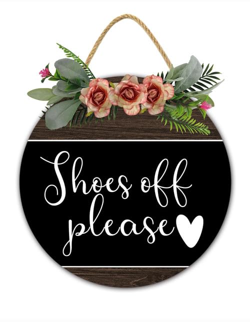 Funny Welcome Sign Shoes Off Wooden Plaque - Front Door Entryway Decor, 11x11 Inch Remove Shoes Door Hanger, Humorous House Rules Sign, Rustic Farmhouse Porch Decor Gift - color: R4, size: 11 x 11 Inch