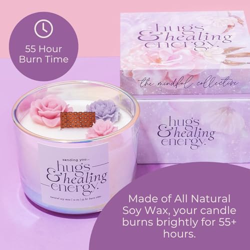 Sympathy Gifts for Loss of Loved One – Hugs and Healing Energy Sympathy Candle, 12oz Crackling Wood Wick Candle with Natural Soy Wax, Memorial & Grief Gift, Get Well Soon Gift - style: Hugs & Healing Energy Sympathy Candle