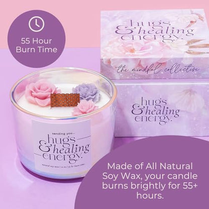 Sympathy Gifts for Loss of Loved One – Hugs and Healing Energy Sympathy Candle, 12oz Crackling Wood Wick Candle with Natural Soy Wax, Memorial & Grief Gift, Get Well Soon Gift - style: Hugs & Healing Energy Sympathy Candle