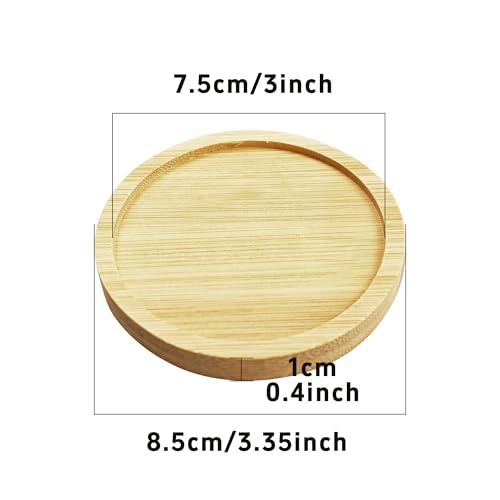 6Pcs 3” Bamboo Plant Saucer, Round Pot Tray for Indoor Planters, Succulent Holder Drainage Tray, Versatile Coaster Set for Home Office Decor - size: 3”