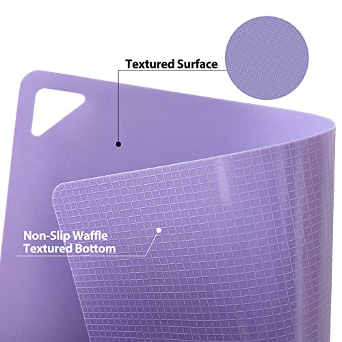 WK Plastic Flexible Cutting Boards for Kitchen, Flexible Cutting Board Mat Set of 10, Non Slip Cutting Mats with Hole, BPA Free, Dishwasher Safe, Multi Size - color: Multi Grey - S&L - 10