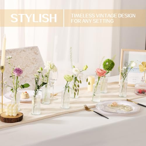 6PCS Mini Bud Vases As Vertical Wedding Centerpieces for Tables,Clear Bud Vases for Flowers,Small Flower Vases Suitable for Birthday Party,Anniversary,Wedding,Baby Shower (Clear-5.2in) - color: 6pcs