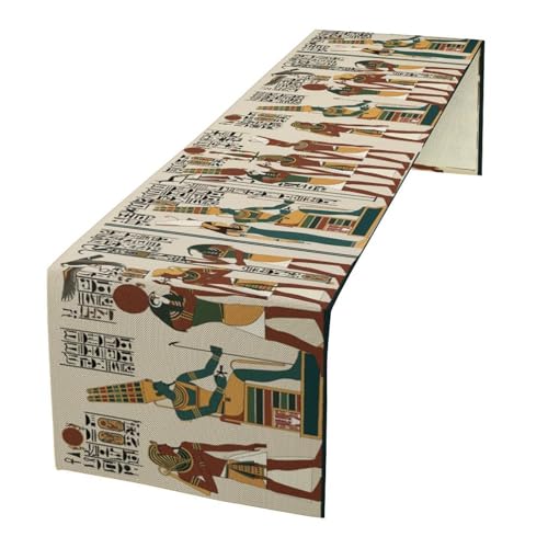 Ancient Egypt Table Runner, Vintage Egyptian Hieroglyphics Mythology Gods Print Table Runner for Kitchen Dinning Table Decor Home Wedding Party Celebration, 13x36 Inch - color: Egypt-5, size: 13"W x 36"L