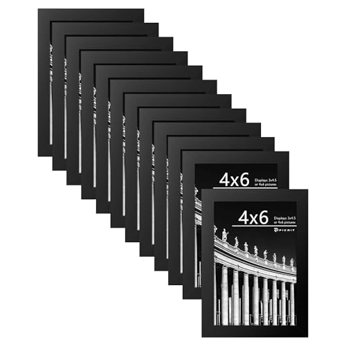 4x6 Picture Frame Set of 12, Modern Gallery Wall Frames, Black | Fits 3.5x5 With Mat or 4x6 Without Mat, Shatterproof Cover, Horizontal or Vertical Wall Mounting, Tabletop, Photo Collage - color: Black, size: 4x6