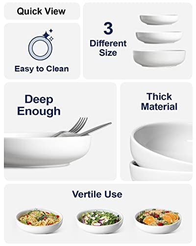 LE TAUCI Pasta Bowls 32 oz, Salad Bowls Set for Serving Soup, Pasta, Noodle, Dinner, Large Kitchen Bowl Plates, Microwave Safe - 7.8 Inch, Set of 4, White - color: White, size: 32 ounces