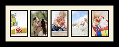 ArtToFrames Collage Photo Frame Single Mat with 5-4x6 Openings with Satin Black Frame and Baby Blue mat. - color: 5 - 4x6 - (2159), size: Baby Blue