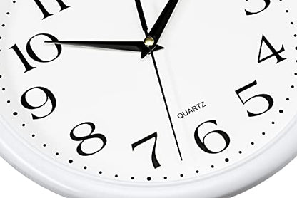 Bernhard Products White Wall Clock Silent Non Ticking 10 Inch Quality Quartz Battery Operated Round Easy to Read Home/Kitchen/Office/Classroom/School Clocks - color: White, size: 10 Inch