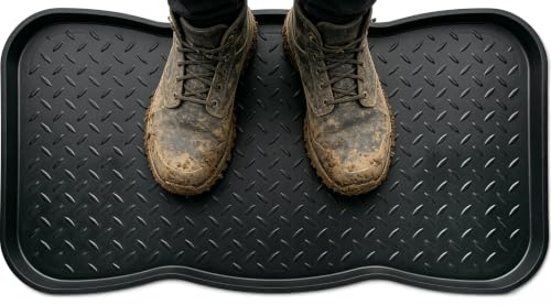 14x28 in Multi Purpose Boot Tray Waterproof Shoe & Pet Feeding Spill Tray | Litter Box & Pee Pad Holder, Painting & Planting Mat, 1.2" Raised Edge Floor Protection