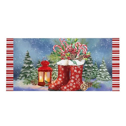 Evergreen Flag Holiday Christmas Sassafras Switch Mat 22" x 10", Interchangeable Front Door Mat Outdoor Entrance, Indoor Entryway Rug, Winter Sassafras Doormat Inserts (Winter Boots)
