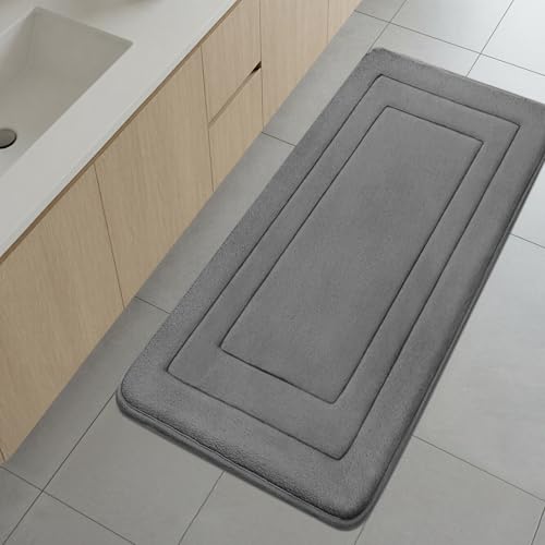 Cupic Cupid Super Soft Memory Foam Bath Mat, Long Bathroom Rugs, Non Slip Bath Mats for Bathroom Floor, Machine Washable Rugs for Shower & Tub, Quick Dry Bath Carpet for Decor, 48" x 24" Deep Grey - color: Deep Grey, size: 2' x 4' (48" x 24")