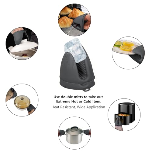 6 Pack Mini Oven Mitts Silicone Pot Holders Heat Resistan for Kitchen, Small Silicone Oven Gloves Kitchen Mittens Air Fryer Mitts Mini Hot Pot Pinch Grip for Baking & Grilling, Dark Grey - color: Dark Grey