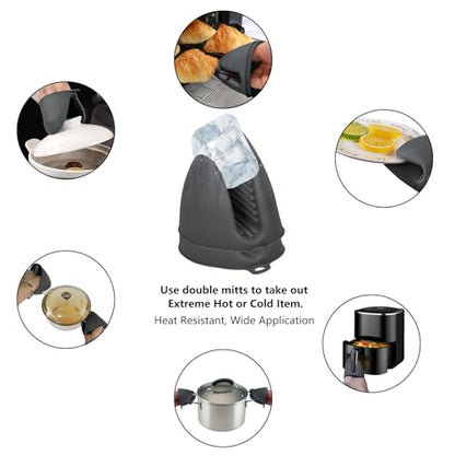 6 Pack Mini Oven Mitts Silicone Pot Holders Heat Resistan for Kitchen, Small Silicone Oven Gloves Kitchen Mittens Air Fryer Mitts Mini Hot Pot Pinch Grip for Baking & Grilling, Dark Grey - color: Dark Grey