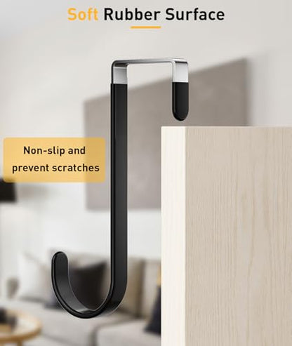 Optish 8 Pack Over The Door Hooks, Door Hanger Hook, Towel Hooks for Hanging, Towel Hanger for Bathroom, Fit 1 3/8" Door Black, Dorm Room Essentials