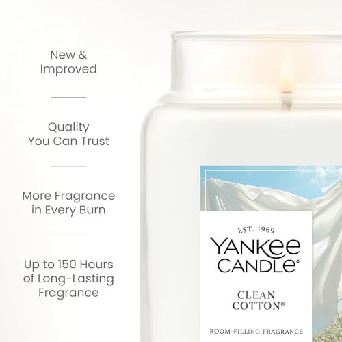 Yankee Candle Clean Cotton Scented Candle, 22oz Large Jar with up to 150 Hour Burn Time, Giftable, Birthdays - color: Clean Cotton, size: 22 oz