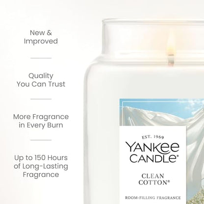 Yankee Candle Clean Cotton Scented Candle, 22oz Large Jar with up to 150 Hour Burn Time, Giftable, Birthdays - color: Clean Cotton, size: 22 oz