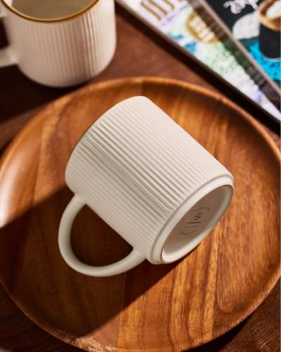 famiware Coffee Mug Set of 4, Star 16 oz Large Mugs Cup Set with Handle | Ceramic Mug for Coffee, Latte, Tea, Stackable Drinkware Set, Microwave & Dishwasher Safe, White - color: White, size: 4 Count (Pack of 1)