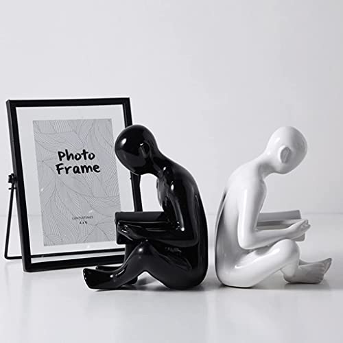 Bookends for Shelves 1 PairCeramic Bookends, Decorative Figurine Accent Piece for Home Office Desk Decor Bookends Book Stand Book Stopper Book Ends