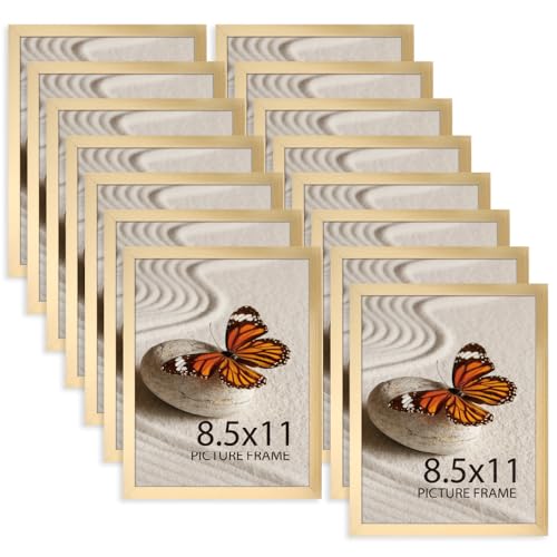 Memory Island 8.5x11 Document Certificate Frames for Wall and Tabletop Display, 8.5 by 11 Gold Picture Frames with HD Plexiglass, Set of 15 - color: Gold, size: 8.5x11"