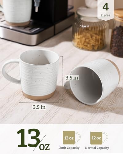 famiware Coffee Mugs Set of 4, 13 oz Mug Set, Ceramic Cup Set with Handle | Stoneware Mug for Coffee, Tea, Latte, Cappuccino, Microwave and Dishwasher Safe, Constellation Series，Polar White - color: Constellation-Polar White, size: 4 Count (Pack of 1)