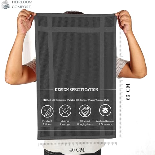100% Cotton Kitchen Towels, 16"x26", 12 Pack, Waffle Weave, Absorbent, Fast Drying Dishcloth Set for Cleaning, Hand Towels, Dish Rags, Wash Cloth, Durable, Machine Washable, Gray - color: Dark Grey, style: 12 Pack