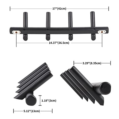 KYSMOTIC Modern Wood Coat Rack - Wall Mounted - Black 4 Peg Coat Hooks - Hanging Clothes Robes Towels Hats - color: Black, size: 4 Hooks