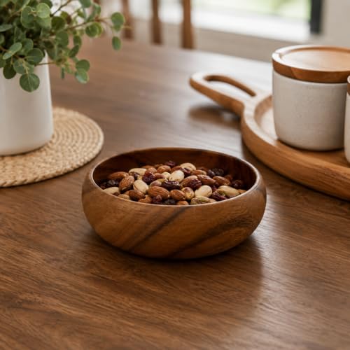 Handcrafted Hawaiian Wood Serving Bowl – Organic Acacia Natural Wooden Salad, Soup, Decor, Fruit & Candy Bowl (Medium 3x8 inch) - size: Medium