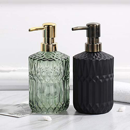 YunNasi Soap Dispenser with Pump, Refillable Liquid Hand Soap Dish Soap Dispensers for Bathroom Counter, Kitchen Sink (Green) | Liquid Hand Soap Dish Soap Dispensers for Bathroom Counter, Kitchen Sink, Green - color: Green