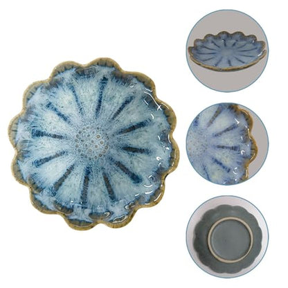 Lotus Ceramic Jewelry Tray, Small Trinket Jewelry Ring Holder Organizing Dish, for Parents Daughter Friends Sister, Birthday Gifts for Women, Retro Blue & Pink - color: Retro Blue & Pink