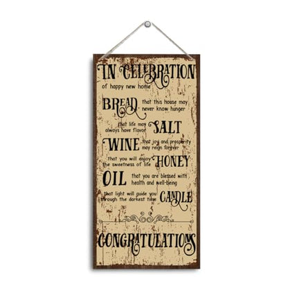Housewarming Gifts-New Home Congratulations Plaque, Decorative Wood Hanging Sign, Farmhouse Kitchen Decor for New House, Closing Gifts for Home Buyers