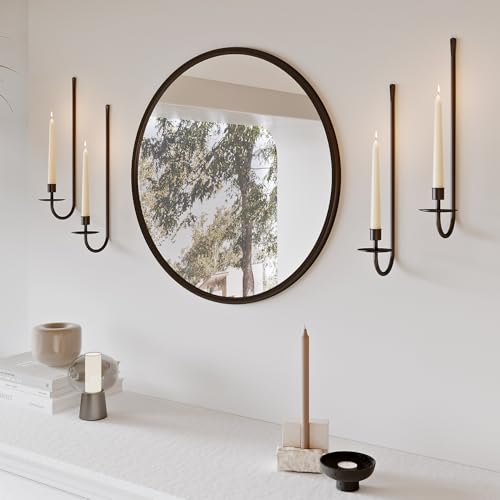 Metal Wall Candle Sconce Holder Set of 4 Wall Mount Candle Holder Pillar Holder Black Modern Wall Candle Sconces Hanging for Living Room Farmhouse Fireplace Wedding - color: Black, size: 4PC