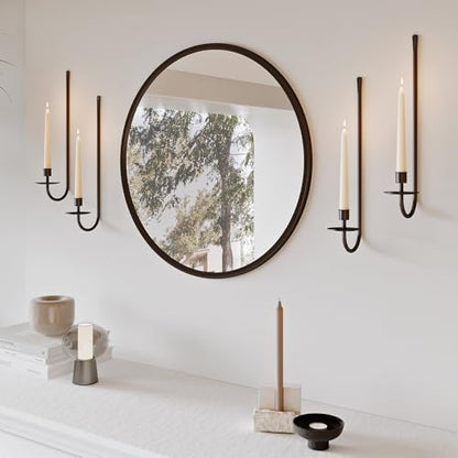 Metal Wall Candle Sconce Holder Set of 4 Wall Mount Candle Holder Pillar Holder Black Modern Wall Candle Sconces Hanging for Living Room Farmhouse Fireplace Wedding - color: Black, size: 4PC
