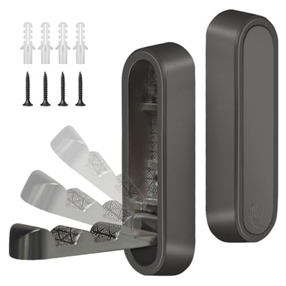 2PCS Foldable Wall Hooks, Heavy Duty Zinc Alloy Folding Wall Hooks,Folding Coat Hooks, Flip Down Hook for Hanging Coats, Bags, Hats, Cooking Utensil, Bathrobes, Keys (Black) - color: Black, size: 2 Hooks