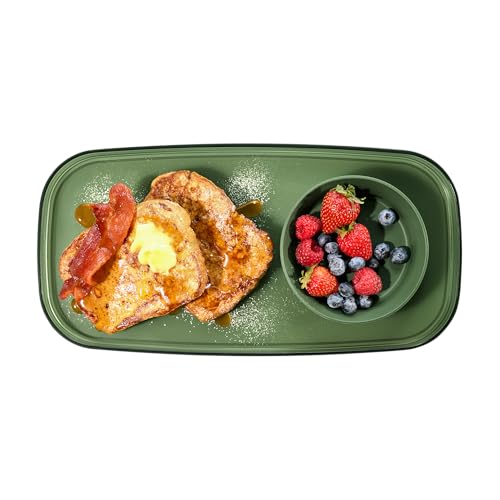 madesmart dipware Small Serving Plate, Stackable & Removable Dip Bowl for Salsa, Queso, Salad, Olives, Dishwasher & Microwave Safe, Multipurpose Plate & Bowl, Olive - color: Translucent Olive, size: Small