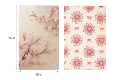 Microfiber Waffle Weave Kitchen Towels Set 2-Pack Quick Dry & Ultra Absorbent Dish Towels Reusable 26x16 Inch Paper Towel Alternative (Floral Design) (Pink)
