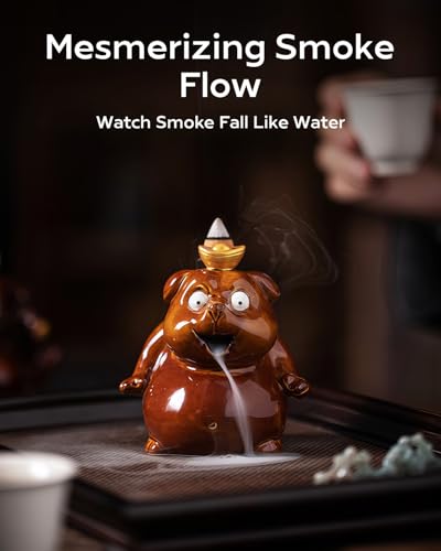 Backflow Incense Burner Ceramic, Funny Drooling Dog Incense Holder, Novelty Aromatherapy Ornament Home Decor for Yoga & Meditation - size: Jolly Drooling Dog