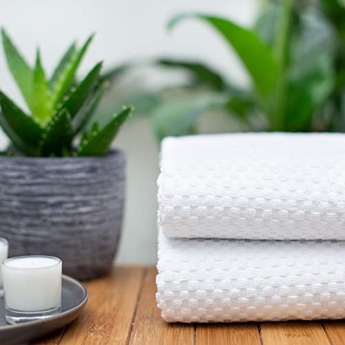 COTTON CRAFT Euro Spa Waffle Weave Bath Sheet - Set of 2 White Towel Sheets | Pure 100% Ringspun Cotton Oversized Luxurious Towel Set - Soft Plush Super Absorbent Low Lint Quick Dry - 35 x 70 inches - color: White, size: 2 Pack Bath Sheet