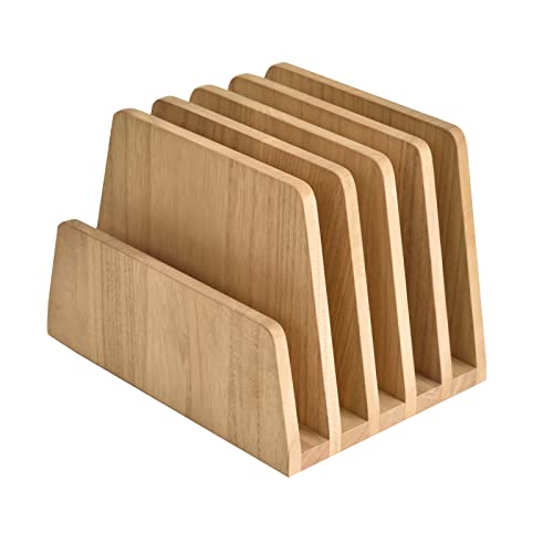 KIRIGEN Wooden Mail Organizer, 5-Slot File Holder for Desk, Natural 5K-NA | Five Upright Compartments Sort Mail, Bills, Folders, Papers, Notebooks, and Envelopes; 9.84 x 7.48 x 7.09 In, No Assembly - color: Natural, size: 5 Slots