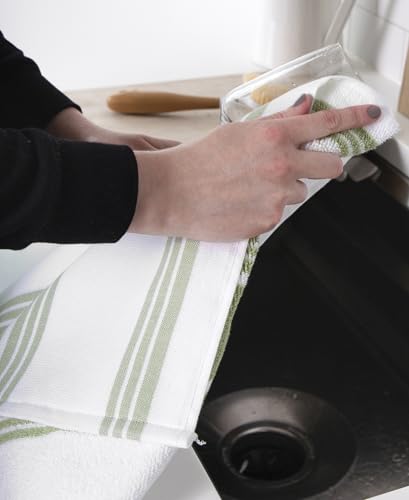 All-Clad Dual-Purpose Kitchen Towels: Highly Absorbent - 100% Cotton, 17"x30" Dish Towels for Cleaning & Drying Dishes & Glassware, 3-Pack, Fennel - color: Fennel