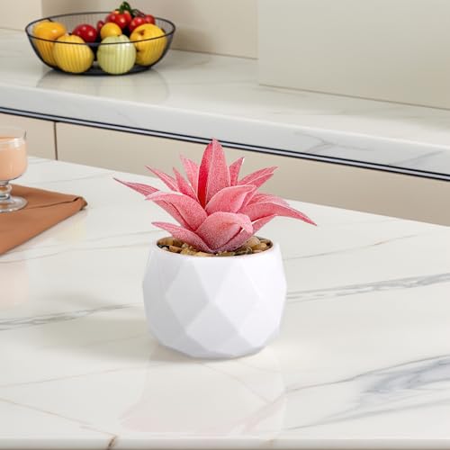 Mini Artificial Succulent Plants in Pot, Diamond Ceramic Decorative Plant for Home, Office Desk Succulent for Living Room, Bedroom, Bedroom, Pink D - color: Pink C
