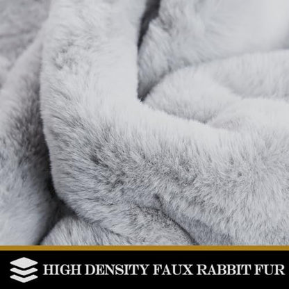Latepis Area Accent Rug 2x4 Grey Furry Rug Washable Faux Fur Fluffy Shag Rugs Plush Shaggy Soft Rabbit Rugs for Playroom Sofa Bedroom Nursery Room Sheepskin - color: Grey, size: 2' x 4' (Accent)